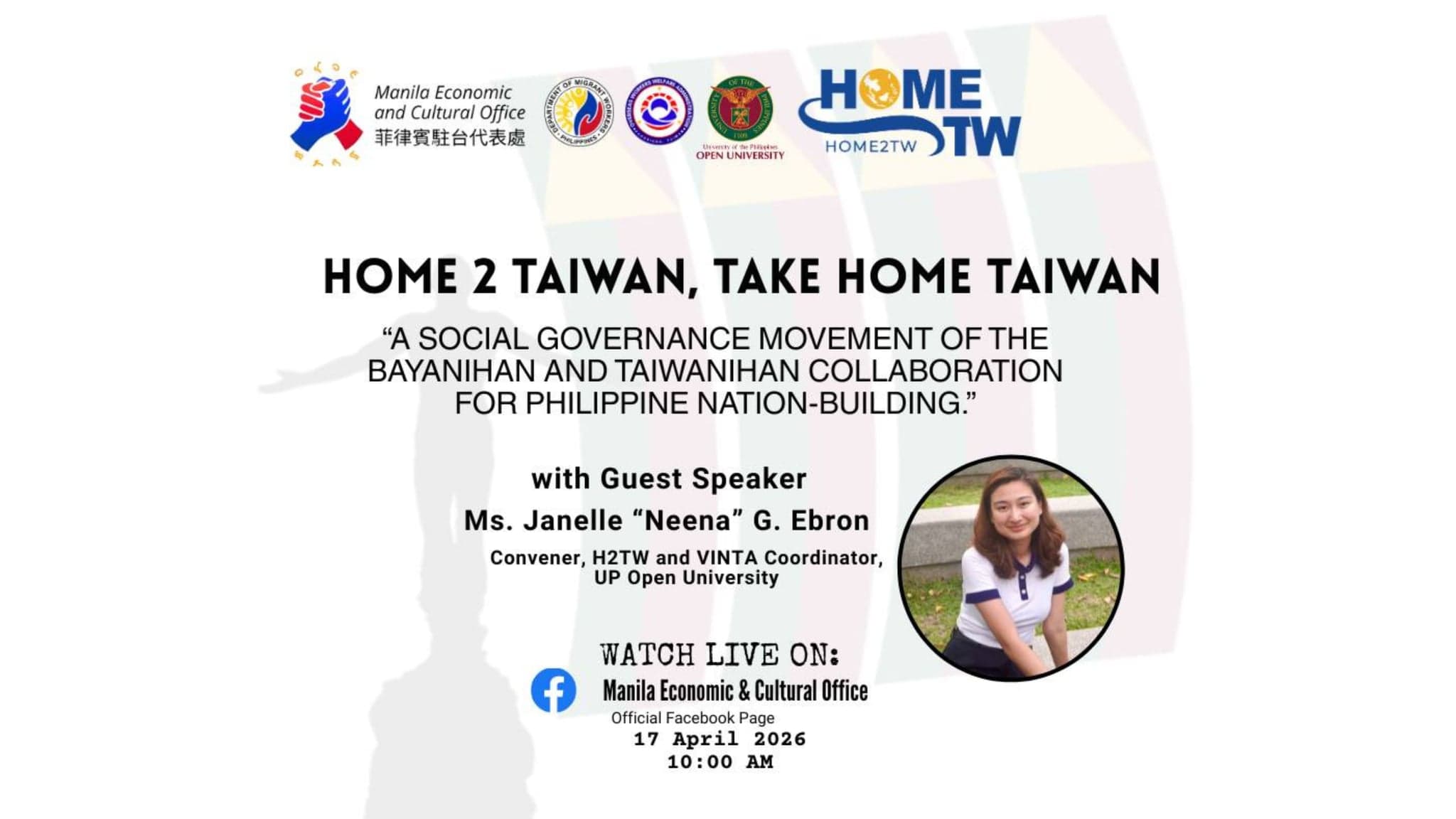 Home 2 Taiwan Shares Mission via Facebook Live